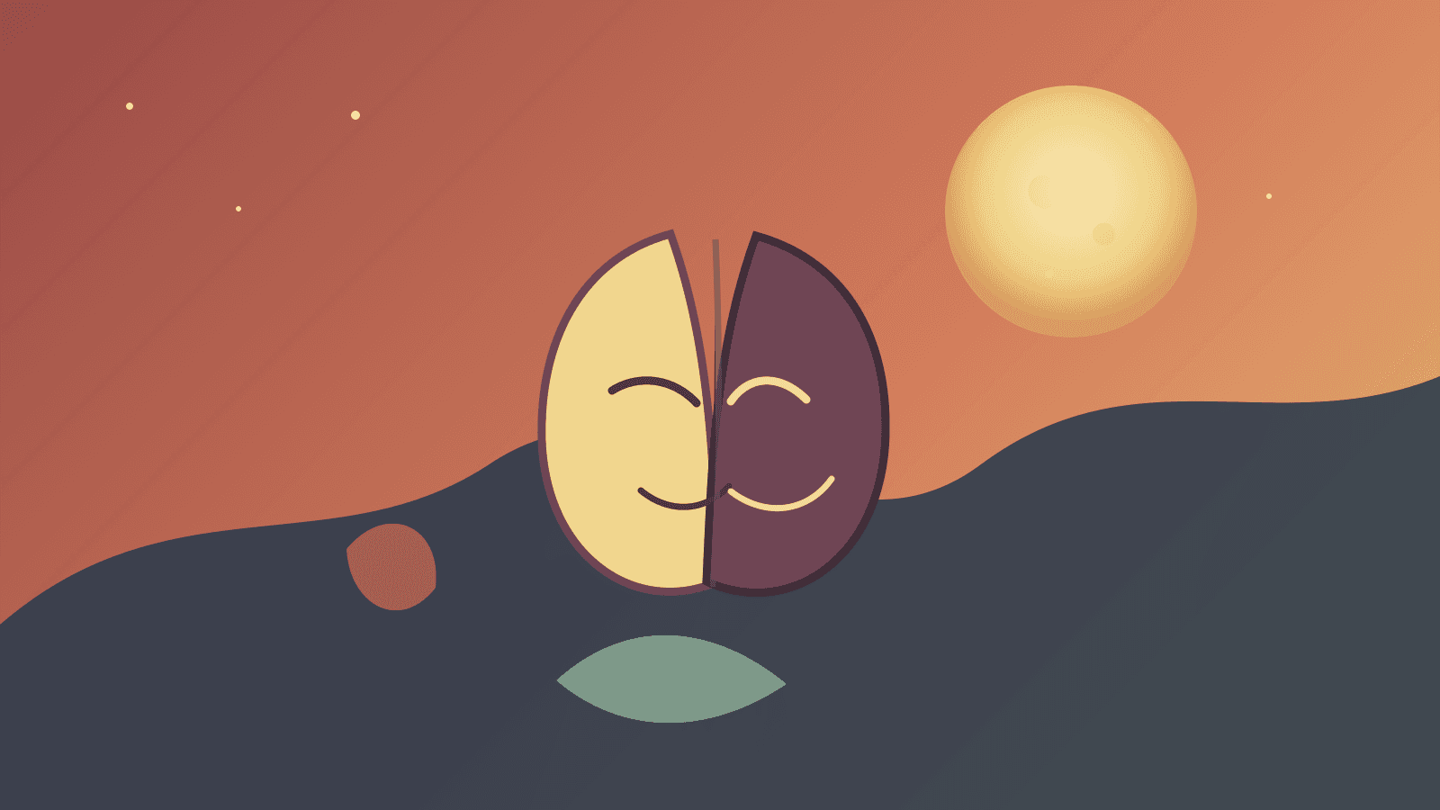 Illustration onirique d'un masque jungien entre Ombre et Persona