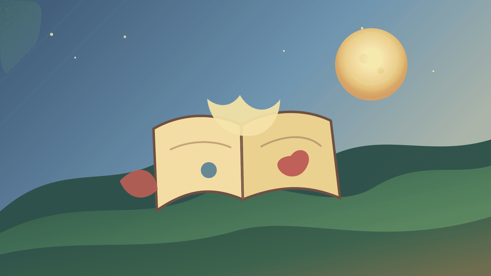 Illustration onirique d'un carnet de rêves ouvert sous une nouvelle lune