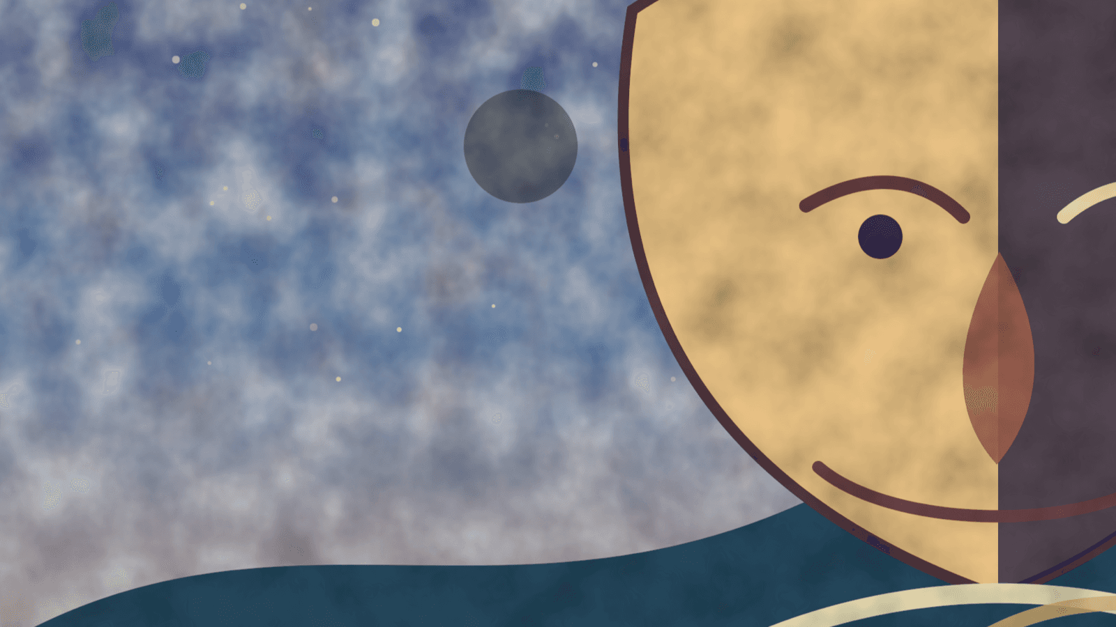 Illustration onirique d'un archétype jungien sous une lune bleue