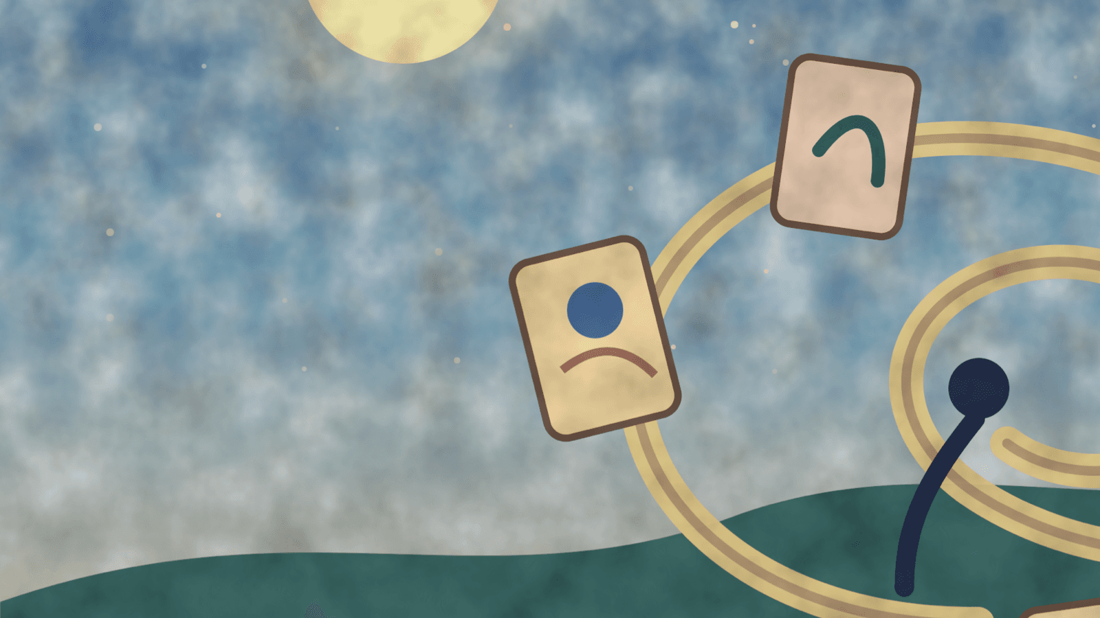 Illustration onirique d'une spirale de rêves relus à la nouvelle lune